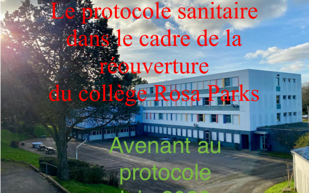 Avenant au PROTOCOLE SANITAIRE validé par le CA du 18/05/20