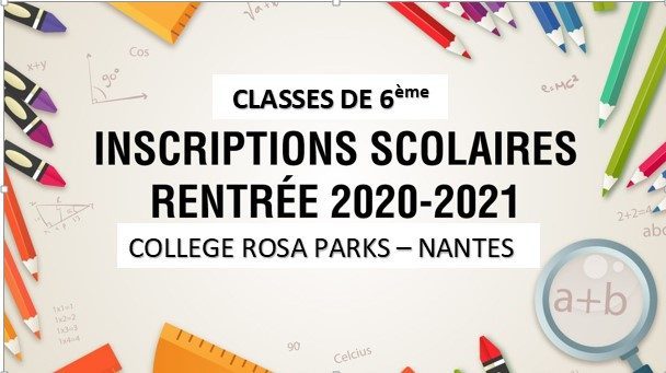 Inscription des 6ème au collège Rosa Parks